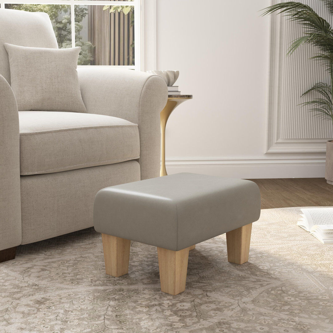 ClassicLiving Acierno Natural Wood Contemporary Leg - Faux Leather Flake Grey/Natural 27.5cm H X 45cm W X 45cm D