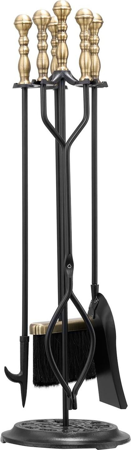 VEVOR Set van 5 stuks gereedschap voor de open haard van smeedijzer, zwart