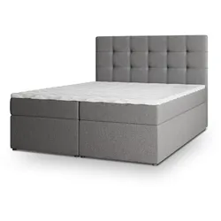 BOXBETT PALMA 180x200 cm mit Matratze und Topper - Hellgrau
