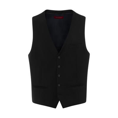 Anzugweste THOMAS GOODWIN "Anzugweste", Herren, Gr. 52, schwarz, 80% Polyester, 20% Viskose, unifarben, slim fit, V-Ausschnitt, Westen Anzugweste, Futterrücken mit Verstellriegel, 2842-10-20039