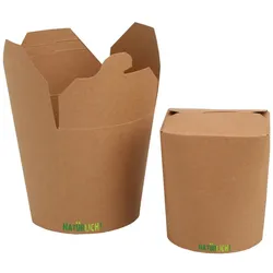 Nette 500 Stück Food-Box 400ml rund braun Kraft 16oz