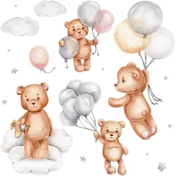 WANDAUFKLEBER 60x90cm - Teddybären mit Luftballons