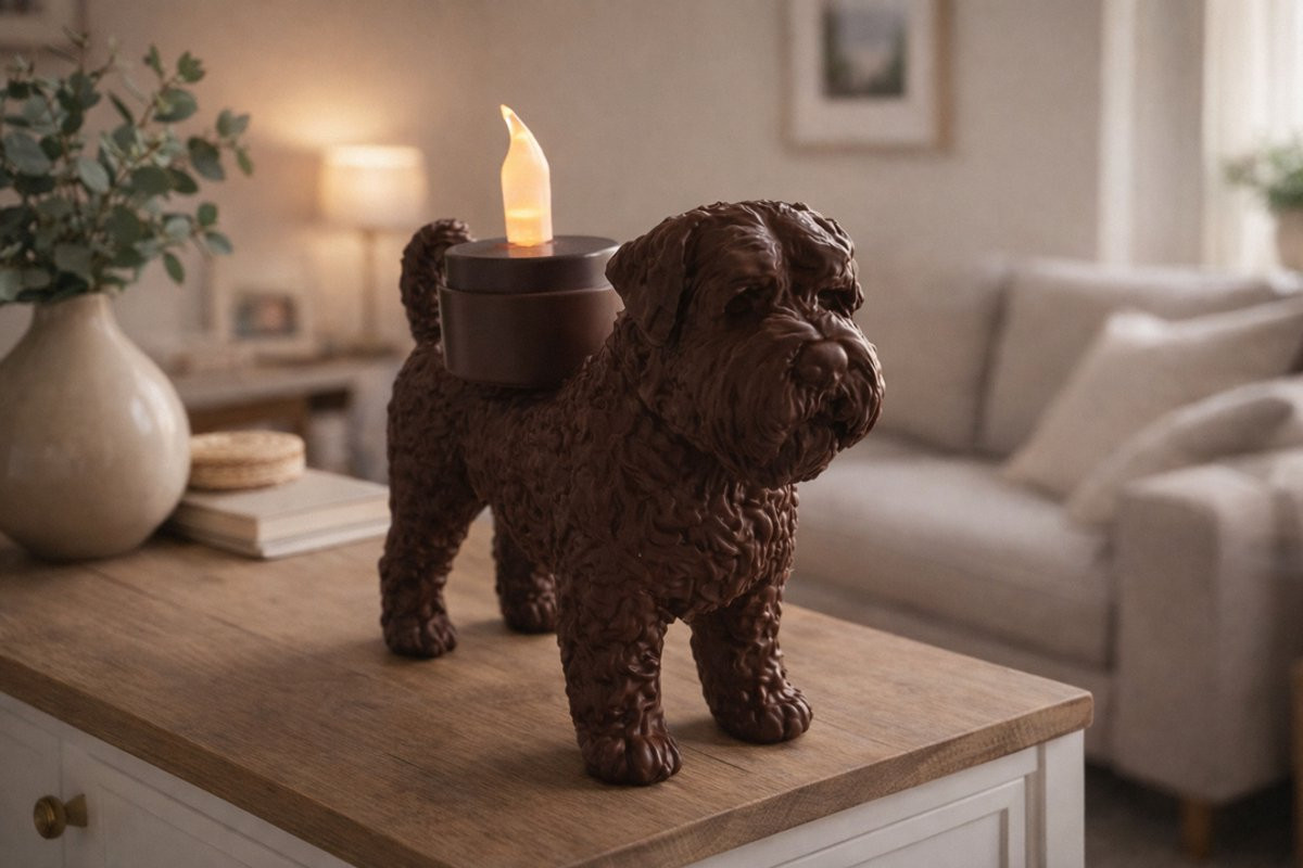 Bruine Waxinelichthouder Bouvier des Flandres Decoratie