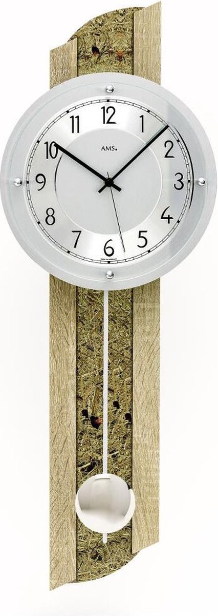 AMS Radiogestuurde Analoge Wandklok met Slinger 5326