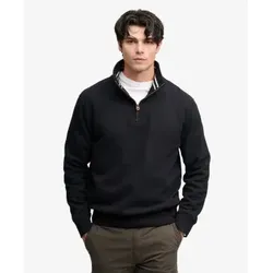 Superdry für Herren. M2014700A Sweatshirt mit halbem Reißverschluss Essential Serif Logo Half schwarz (S), Lässig, Baumwolle