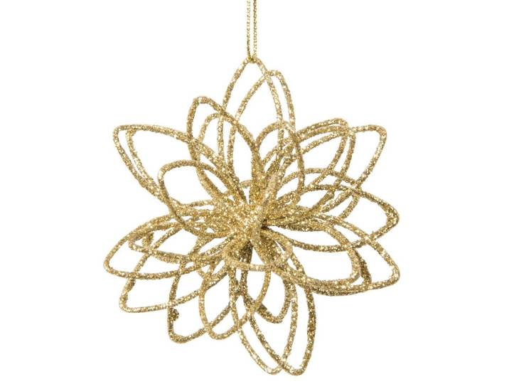 Weihnachtliche Hängedeko Rosette mit goldfarbenem Glitzer