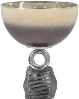 Sagebrook Home Glass Multi Round Ribbed Bowl On Metal Base