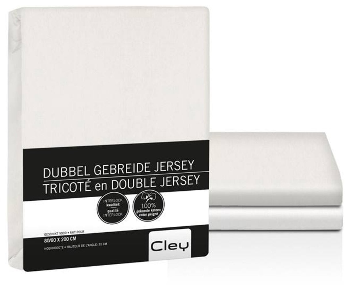 Cley Dubbel Jersey Hoeslaken - Ivoor - 90x200 cm