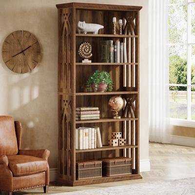 Bluebell 7-Tier Wood Bookshelf, 75 Inch Tall Bookcase Display Shelves
