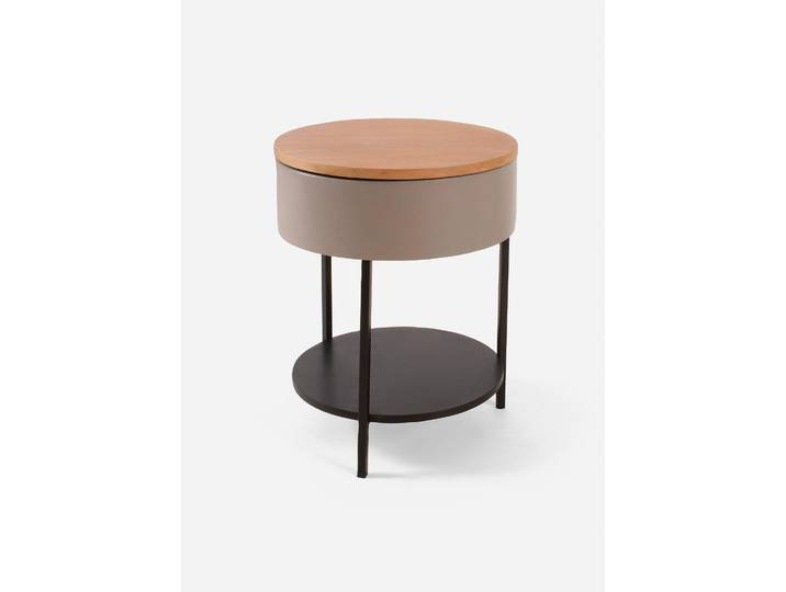 bonprix Beistelltisch mit drehbarer Tischplatte, 57 cm, Beistelltisch mit cleverem Stauraum, braun