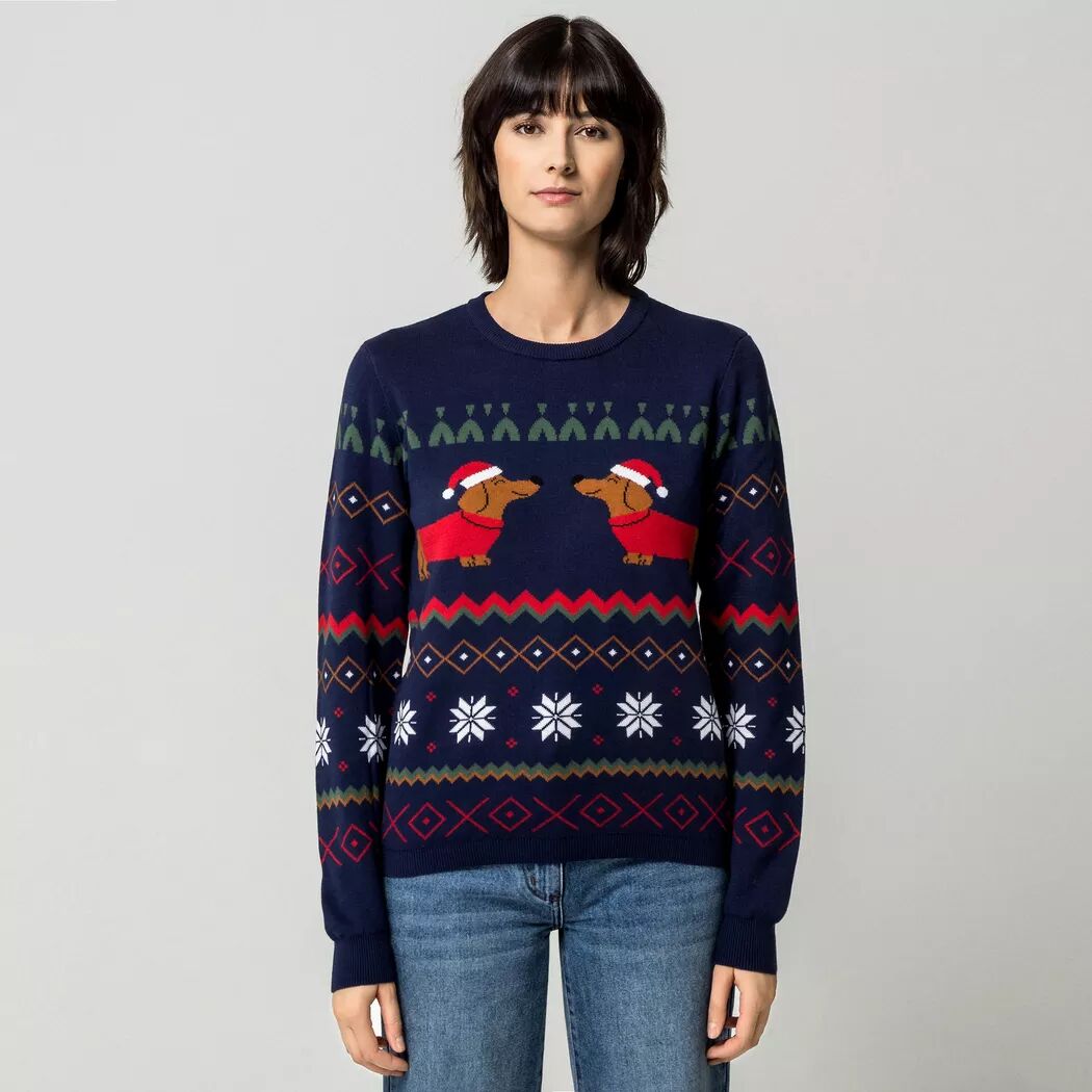 Manor Woman - Weihnachtspullover, Applikation, für Damen, Marine, Größe S