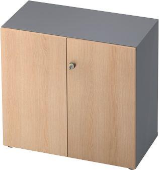 Aktenschrank TOPAS LINE, 2 Ordnerhöhen, Türen abschließbar, graphit/Eiche-Dekor