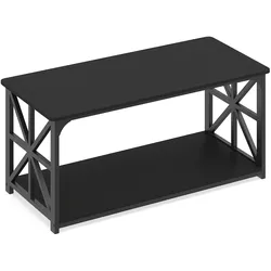 COSTWAY Couchtisch, 2 Ebenen mit offenem Regal, Industrial-Design, Metallrahmen, für Wohnzimmer und Büro