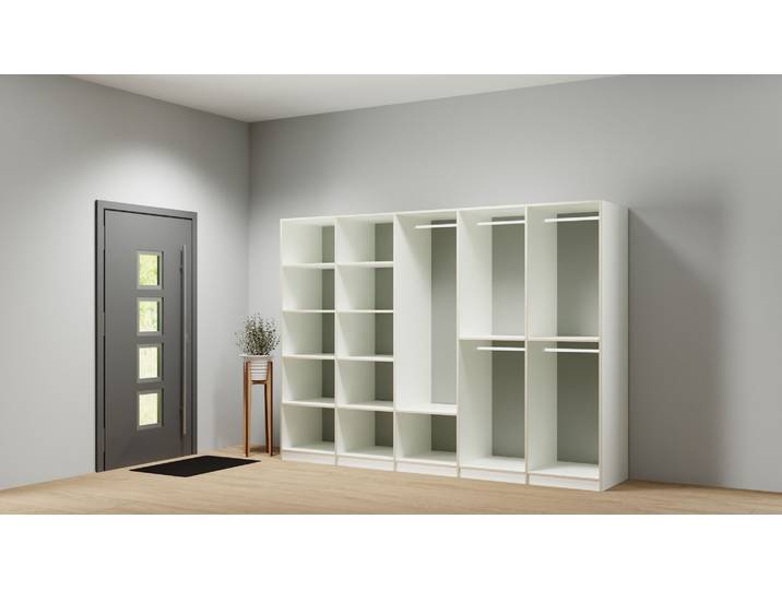Dressing ouvert large sur mesure Pickawood Mélaminé premium Blanc Bord contre­plaqué