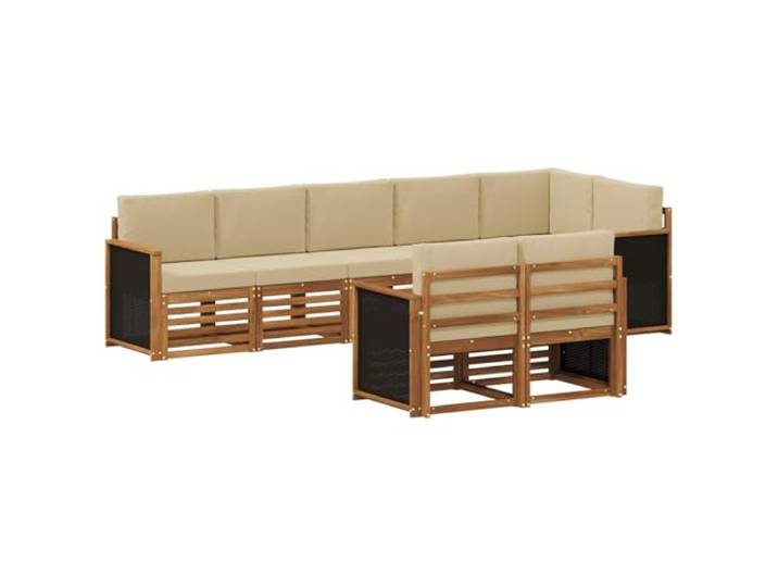 HFMDRMU Outdoor Möbelset Akazienholz, modulares Sofa aus Massivholz Akazie mit lackierter Oberfläche für Garten oder Terrasse, modernes Design mit Armlehnen und Rückenlehnen, flexibel