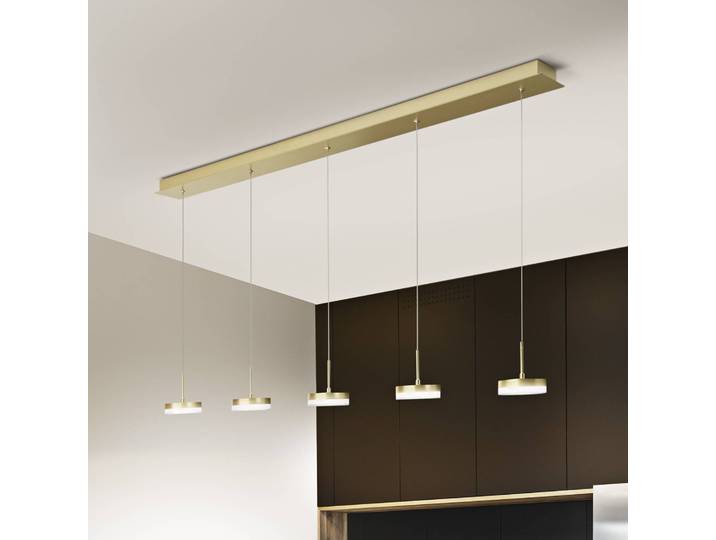 Fabas Luce Hängelampe Dunk, dimmbar, messing / gold, für Wohn- / Esszimmer, Metall, Modern