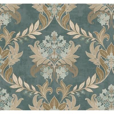 Seabrook Designs Wynnewood Damask Unpasted Wallpaper