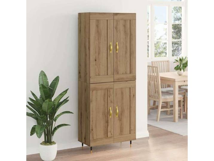 Marron Buffet haut CHIC Haut Armoire rectangulaire 1 PC Chêne artisanal 69 5x34x90 cm N16143