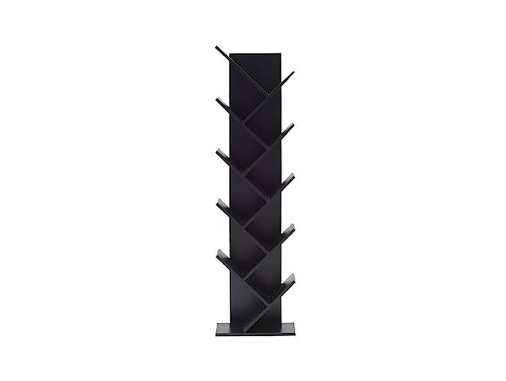 Rebecca Mobili Wohnzimmerregal Schwarz, Standregal modernes Design, 10 Ablagen, Holz MDF, Schalfzimmer Wohnzimmer – Maße: 160 x 44,5 x 22 cm (HxLxB) - Art. RE4654