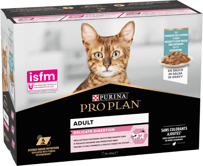 Pro Plan Gato Adult Delicate Digestion Pescado del Océano 10 uds x 85g