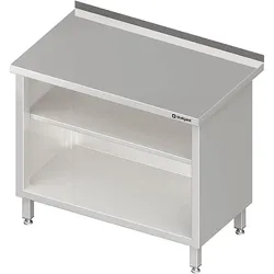 Stalgast Edelstahl Arbeitsschrank offen, mit Grund- und Zwischenboden, 1800x600x850 mm, mit Aufkantung, verschweißt