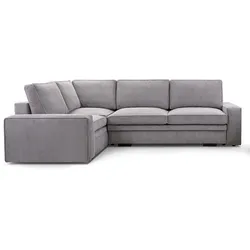 ECKSOFA L Form Treville Grau 296/196/94 cm – Links, mit Bettkasten und Schlaffunktion