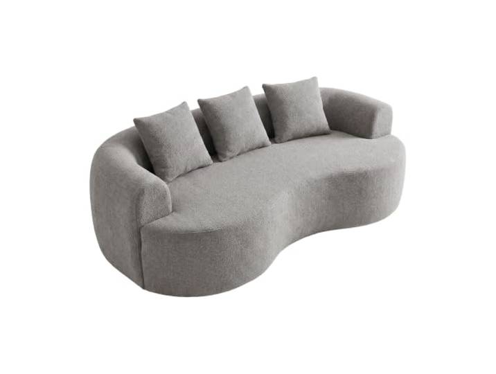 FRANKYSTAR® Yoko Ecksofa, gebogen, 200 x 62 x 105 cm, mit Kompression aus Bouclé-Stoff, Grau