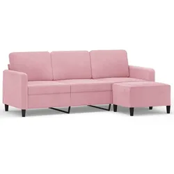 vidaXL 3-Sitzer-Sofa mit Hocker Rosa 180 cm Samt