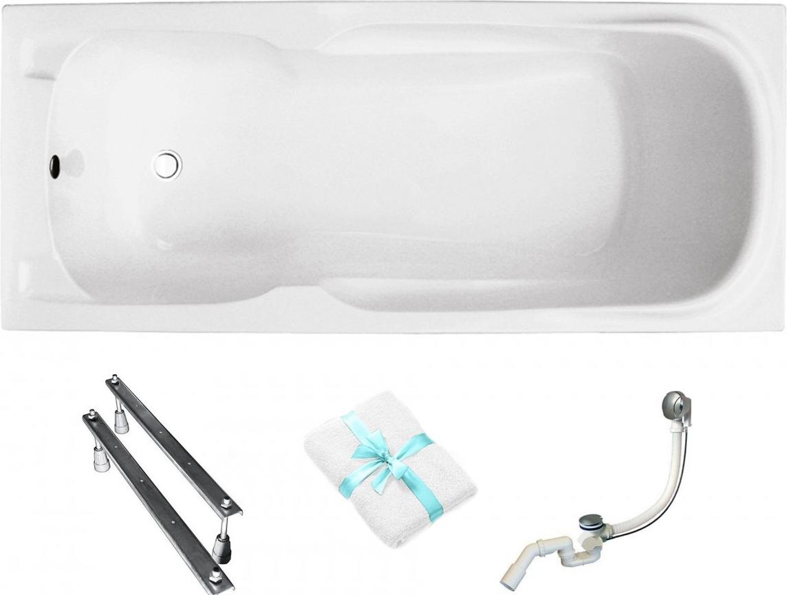 Aqua For You | Besco Majka Badewanne - 170x70cm - Antibakterielle Beschichtung - Acryl - Mit Füßen Und Syphon - Rechteckig