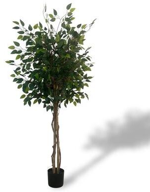 XBrand 63-Inch Artificial Ficus Tree - Realistic Indoor Faux Plant with Bendable Branches and Pre-Potted Design