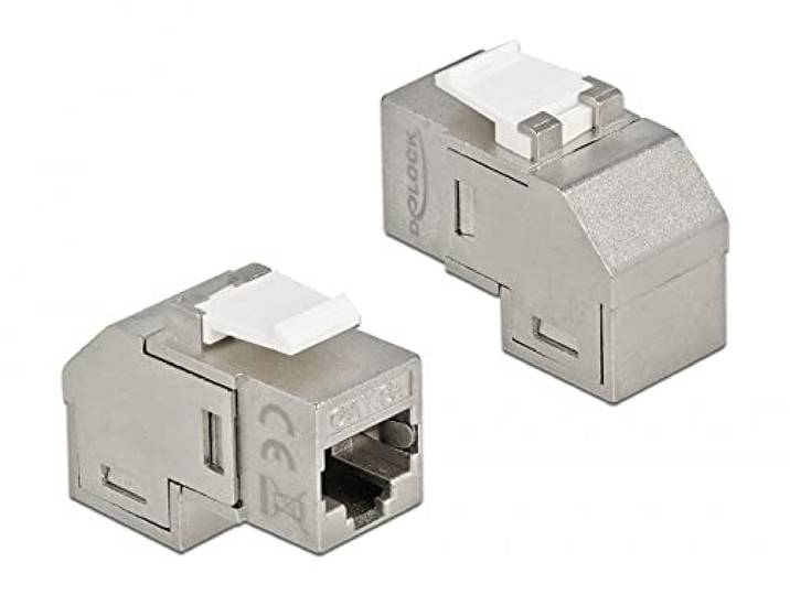Delock Keystone-module RJ45-aansluiting naar RJ45-bus Cat.6A 90° hoek