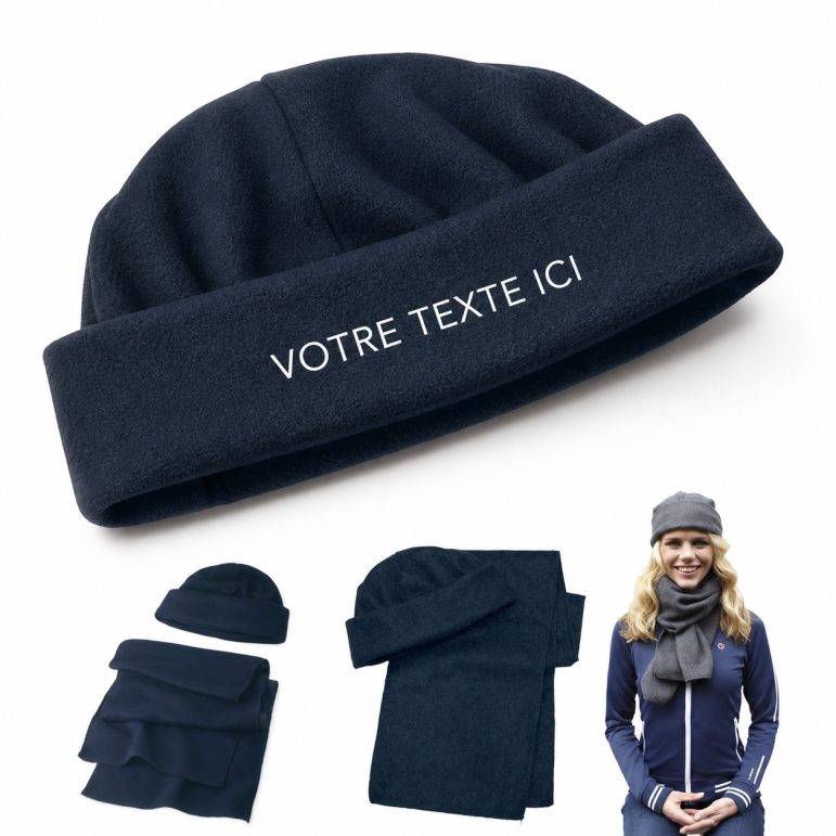 Batterie externe personnalisable polyester polaire bleu