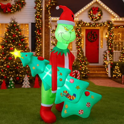 Inspire Curations 6.8FT Grinch Christmas Inflatable With LED Lights qm1727 79hw eu