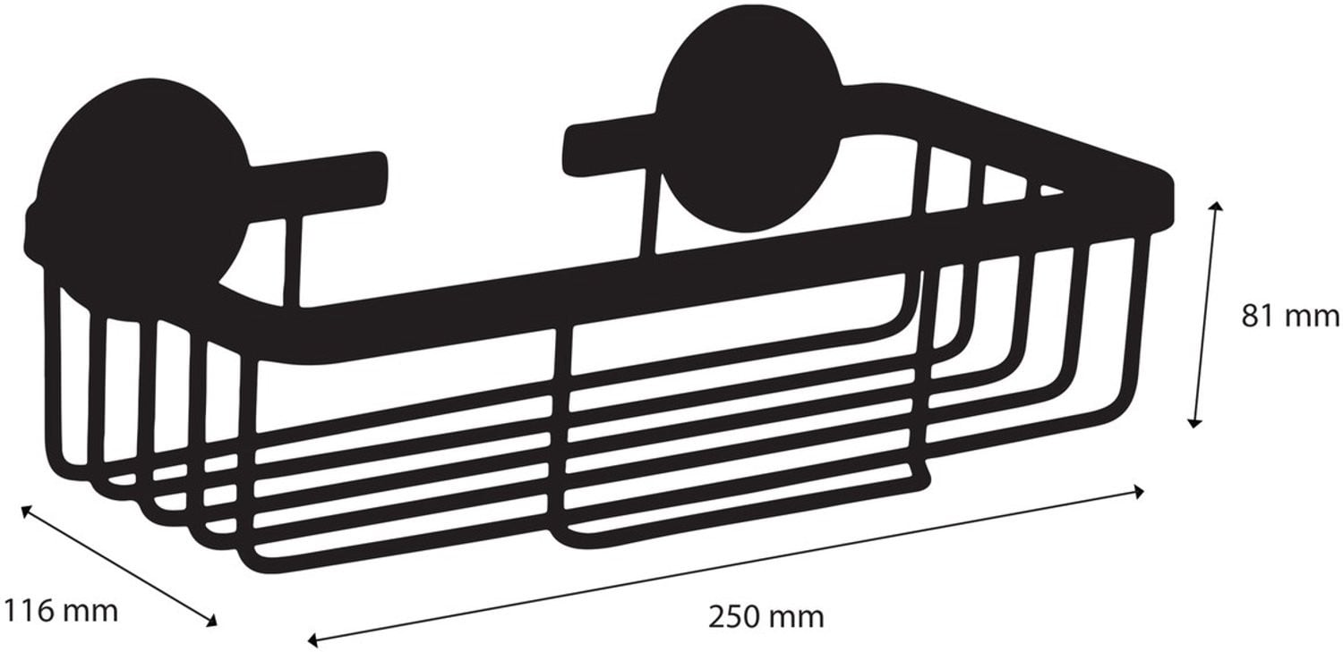 Differnz Draadmand Rechthoek Zwart - Zelfklevende Aluminium Doucherek - 25 x 12 x 8 cm