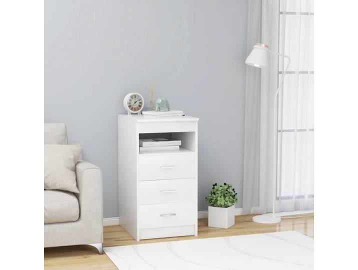 Armoire de Rangement - Blanc - 3 tiroirs - Mat