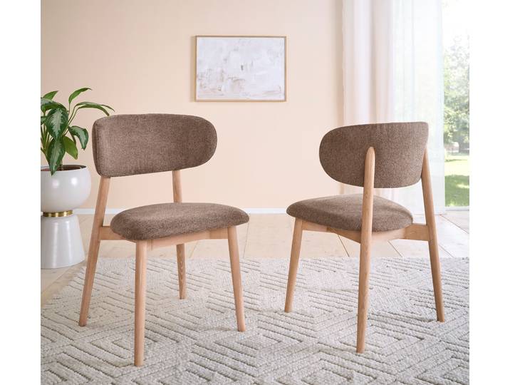 4-Fussstuhl HOMSY BY ANA JOHNSON Elmys , braun, natur, braun, B:54cm H:81cm T:47cm, MDF, Massivholz, Polyester, Stühle, 4-Fussstuhl