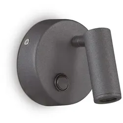 Ideal Lux LED Wandstrahler PAGE ROUND, 3W 3000K 135lm, mit Schalter, schwenkbar, Schwarz IDEA-142579