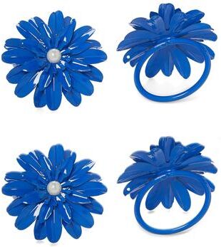 VIBHSA Flower Napkin Rings Set of 8 (Blue Pearl)