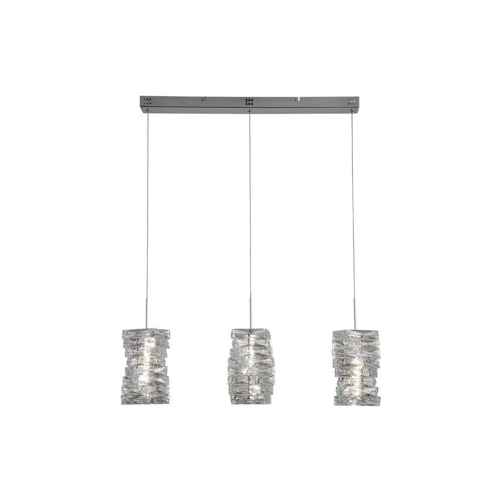 Searchlight Modena Hanglamp chroom 3-lichts met transparante glazen cilinders