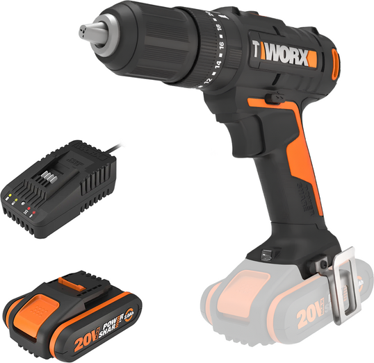Worx WX370 - Visseuse perceuse à percussion sur batterie - 20V/2Ah