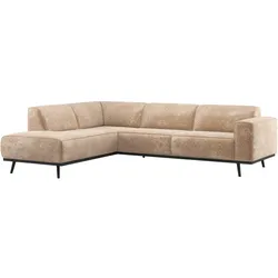Ecksofa Statement aus Samt-Chenille, modern und komfortabel, pfirsich-rosa, links, für 4–5 Personen