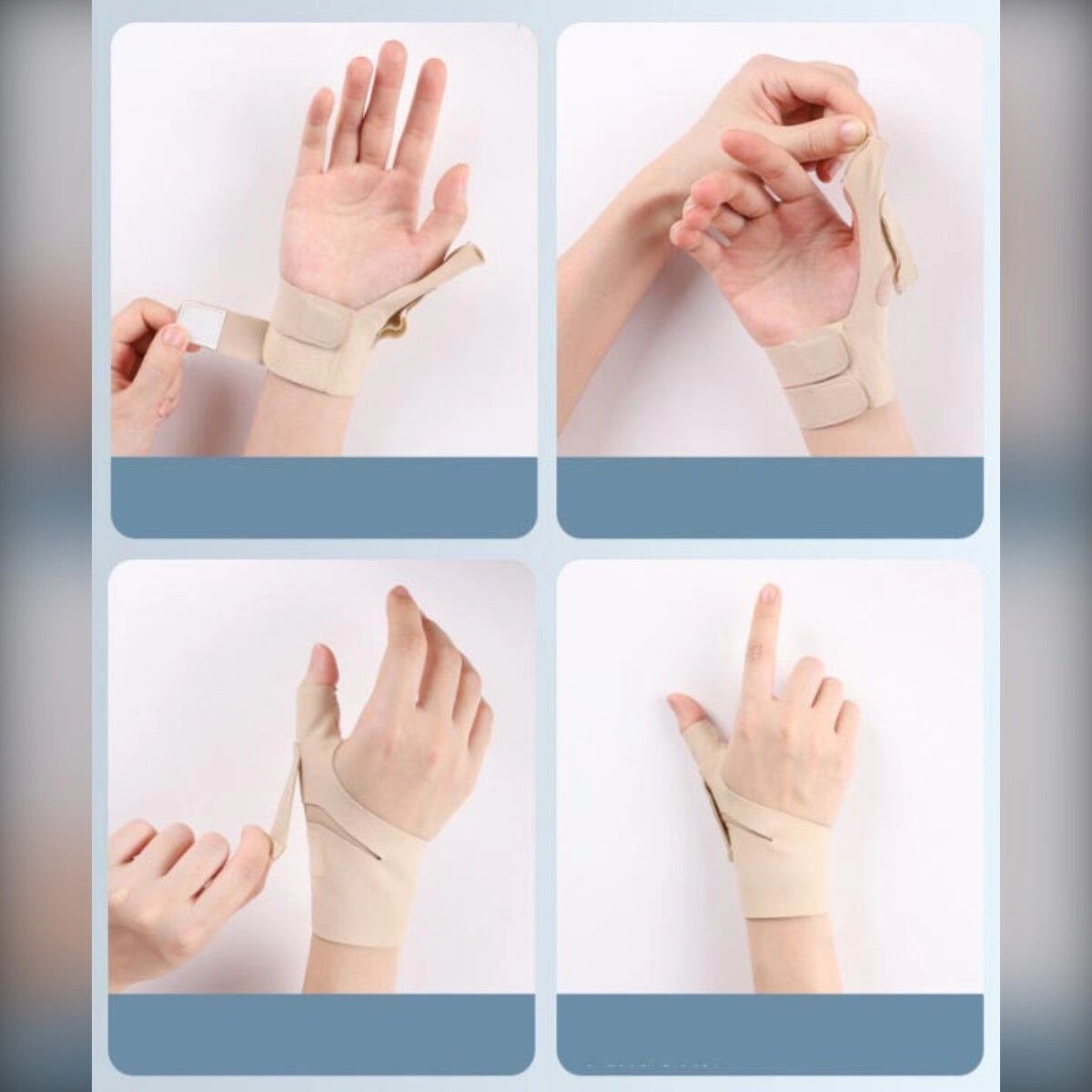 INF Elastische Sehnenscheiden-Handgelenkbandage im 2er-Set, atmungsaktives Nylon, verstellbare Daumenstütze M Haut