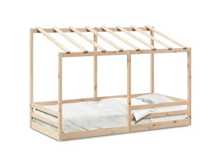PUGYNBK Kinderbett, Kiefernholz, weiß, 80 x 200 cm Mit Dach, Leisten, modernes Design, stabil und langlebig