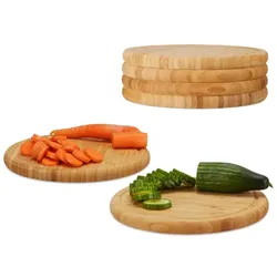 Relaxdays Frühstücksbrettchen Set 25 cm Hellbraun