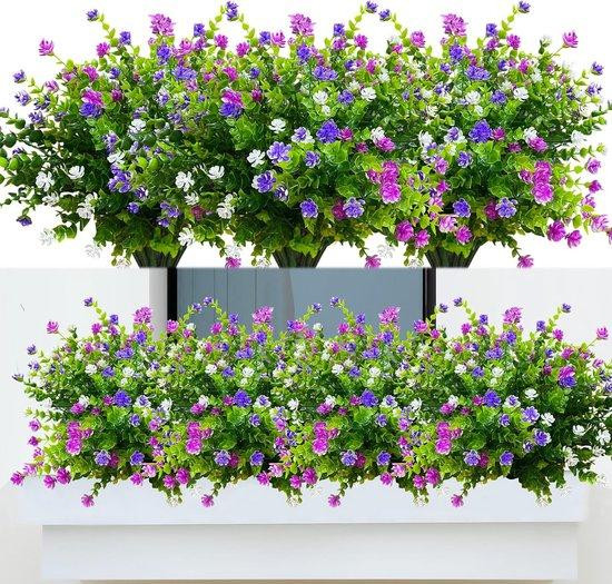 Famanu Kunstbloemen 8 bosjes weerbestendige balkonplanten