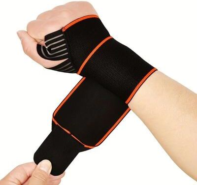 Uplift Treasures Adjustable Wrist Support Strap For Weightlifting And Sports orange