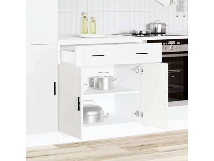 KTHLBRH Küchenunterschrank Porto weiß Spanplatte 80 x 46 x 81,5 cm Verstellbare Füße, Schublade und Schrank, maximale Belastung 70 kg, leicht zu reinigen