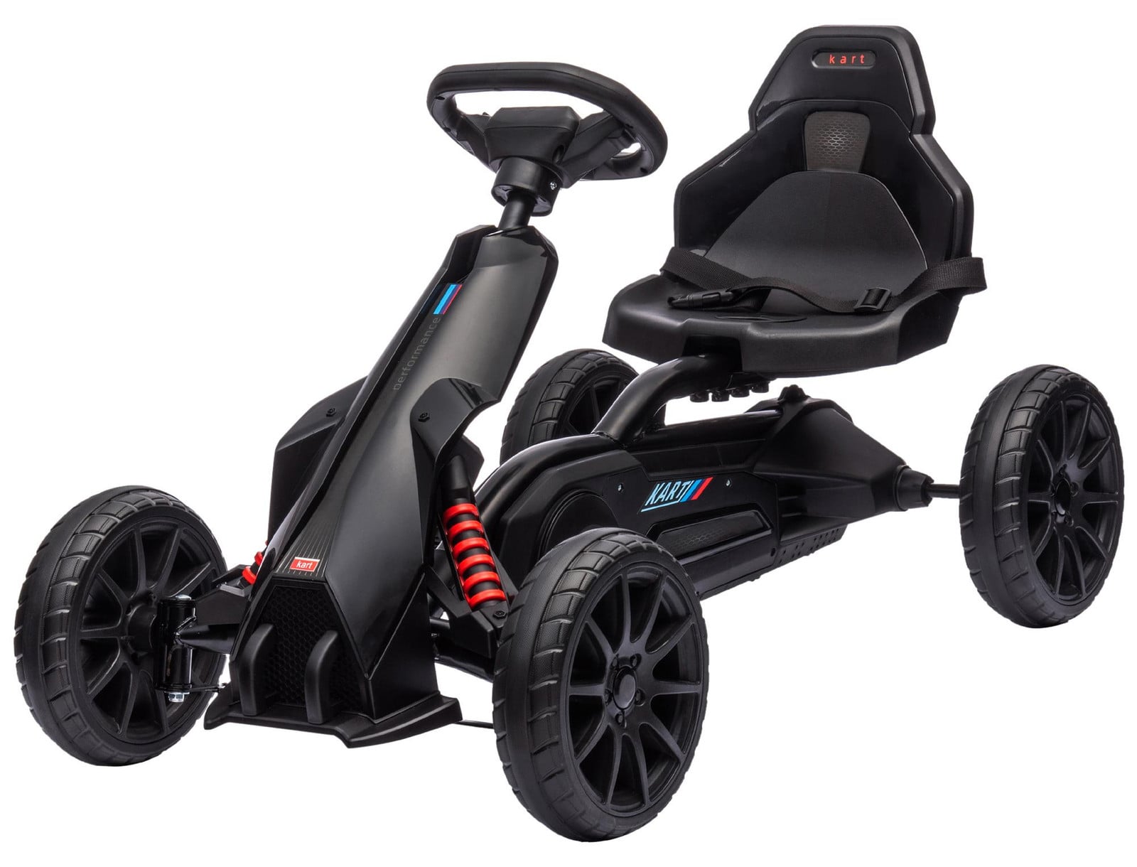 HOMCOM Go-Kart kinderauto met verstelbare stoel en loopfiets, zwart