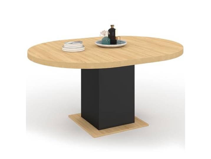 IDMarket - Ausziehbarer runder Esstisch Eden 4-8 Personen Holz und Schwarz 120-160 cm