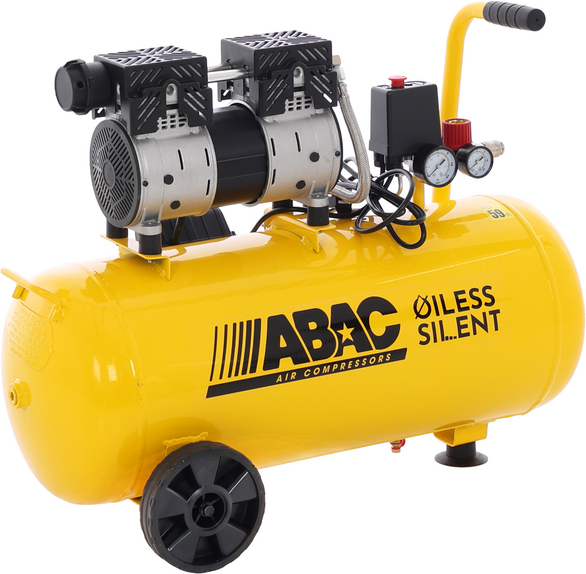 ABAC Montecarlo Xt Sil 10 Yellow - Compresseur d'air électrique monophasé insonorisé - Oil-less - Moteur 1 CV - 50 l
